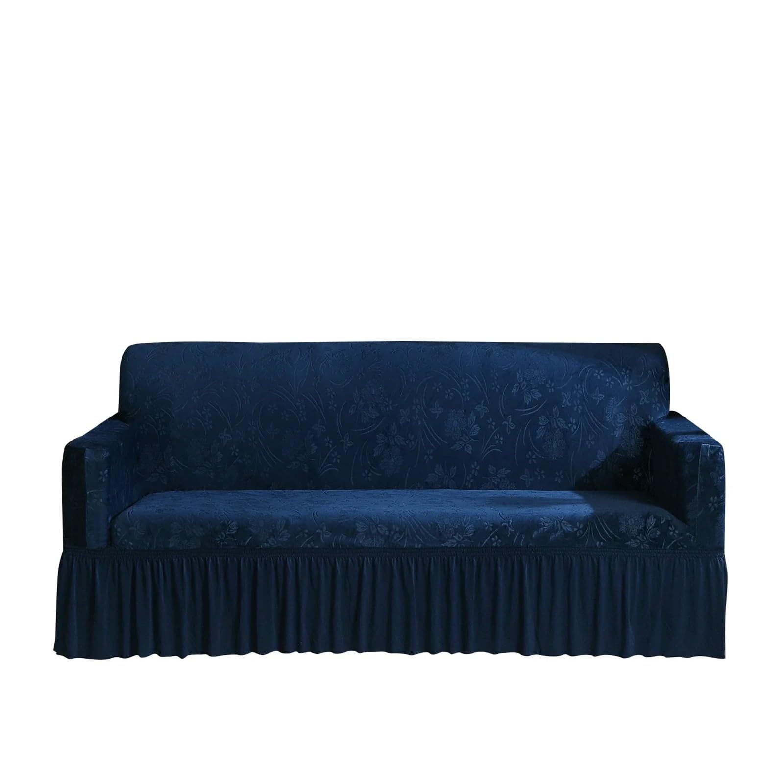 GCYEIDMA Skirt Sofa Cover Stretch Sofa Cover, Non Slip, Soft Comfort Skirted Couch Slipcover, Furniture Protector(Dark blue,M (145-185CM))