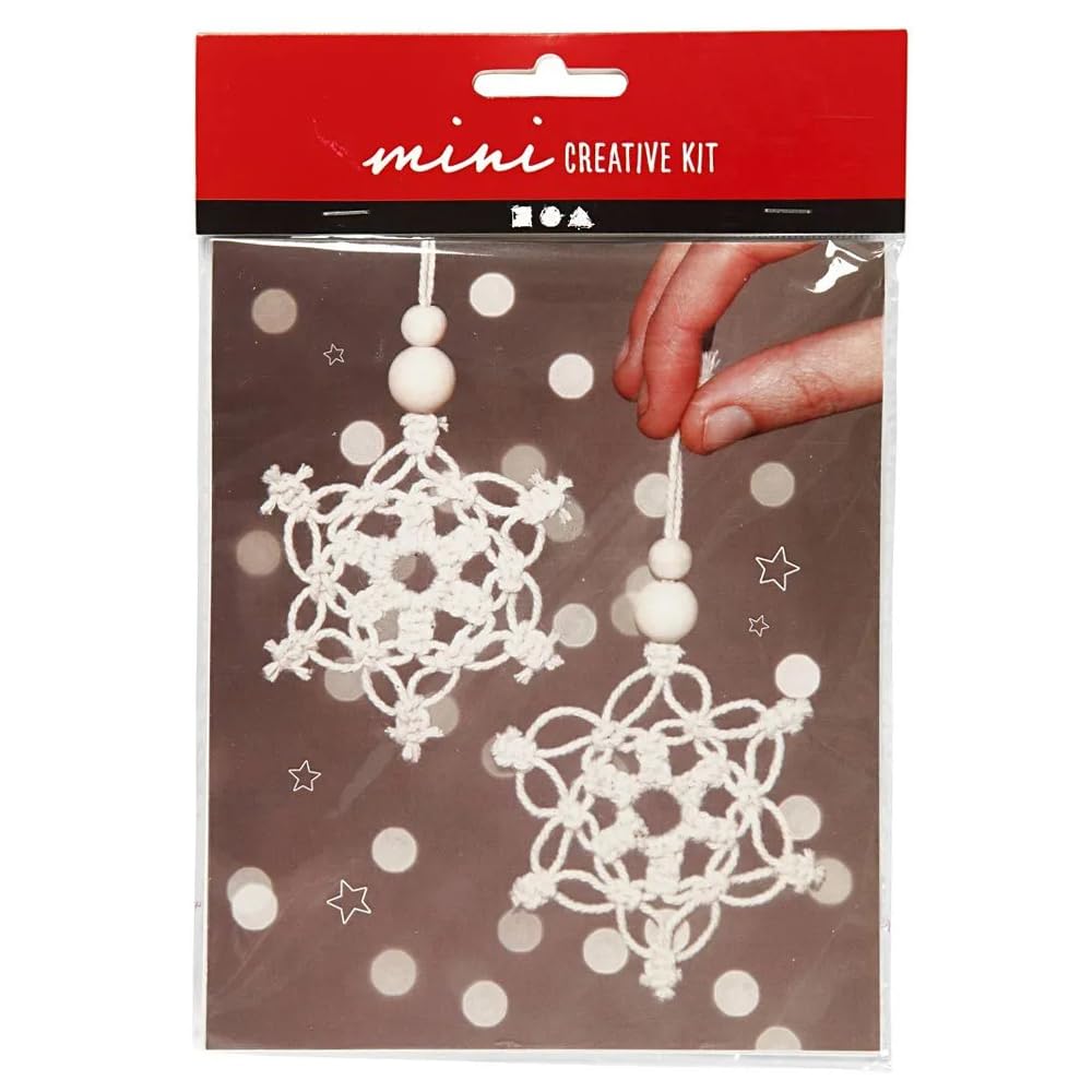 Crafty Capers Macrame Snowflakes | Mini Christmas Craft Kit | Makes 2 | 10Cm Wide