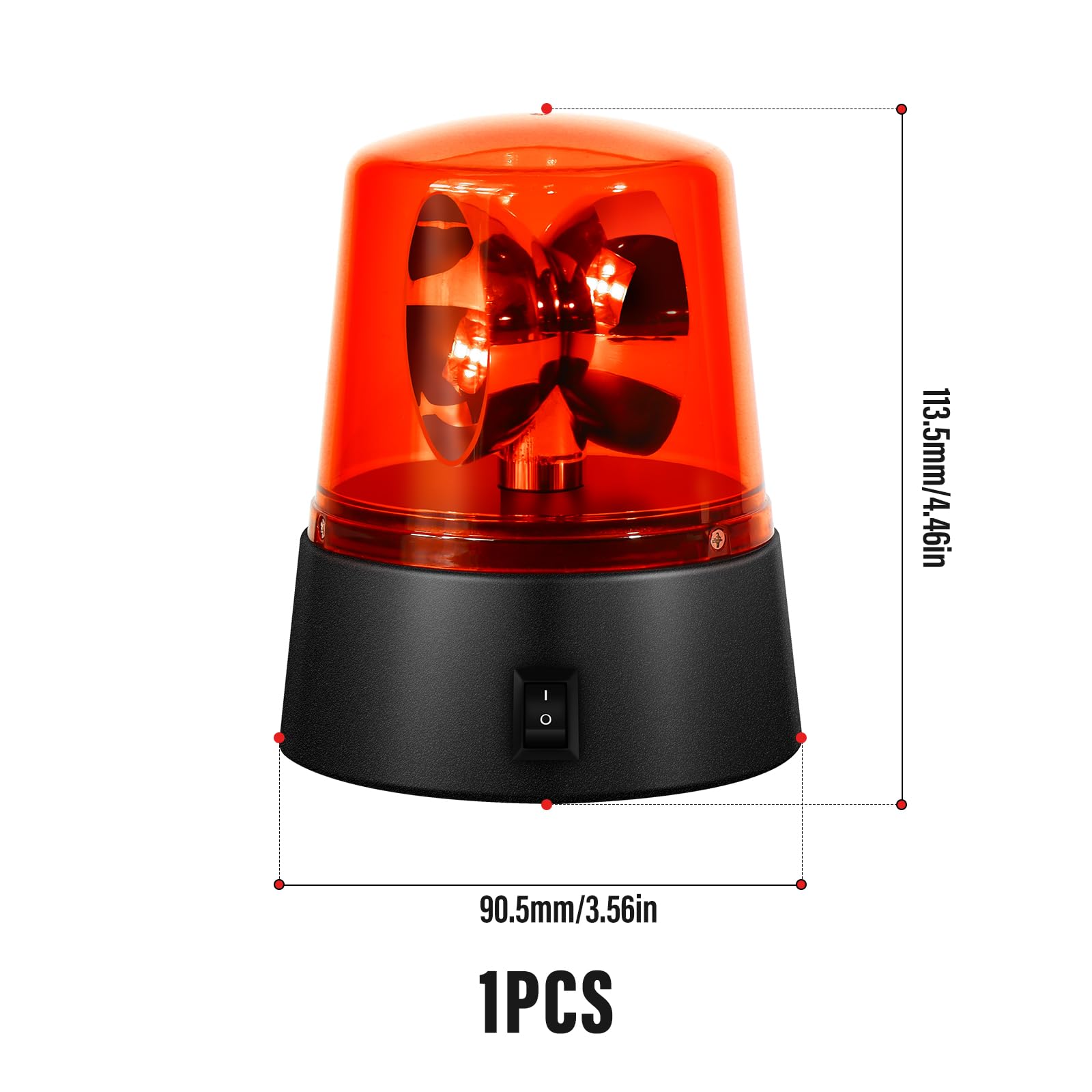 QCDENG 1PCS Red 360 Degree Rotating Strobe Light, Flashing Police Light Disco Bar Party Decorative Light