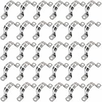 Vista 11 de 30 abrazaderas de conducto de dos agujeros de 1/4 de pulgada, correa rígida de acero inoxidable M5, abrazadera en U de metal, soporte de correa
