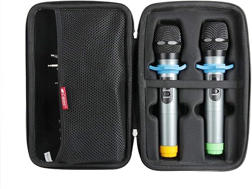 Hermitshell Estuche de viaje duro para Fifine UHF Dual Channel Wireless Handheld Microphone System-K036