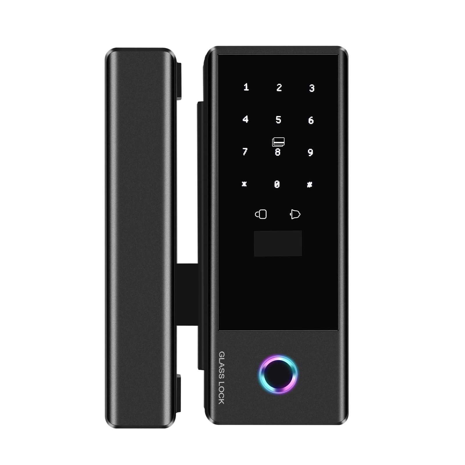 Smart Lock Serratura per Porta in Vetro WiFi Sblocco Remoto Impronta Digitale Password Scheda IC Chiave Meccanica Ingresso Sicuro per Ufficio Domestico, Adatto Porta in Vetro, con Cornice
