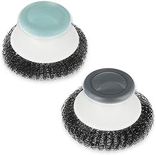 cobee 2 Pcs Stainless Steel Scrubber with Handle, Dish Scrubber Brush Steel Wool Scrubber for Cleaning Dishes Heavy Duty Cleaning Supplies for Pots Pans Grills Ovens Sink and Other Tough Jobs