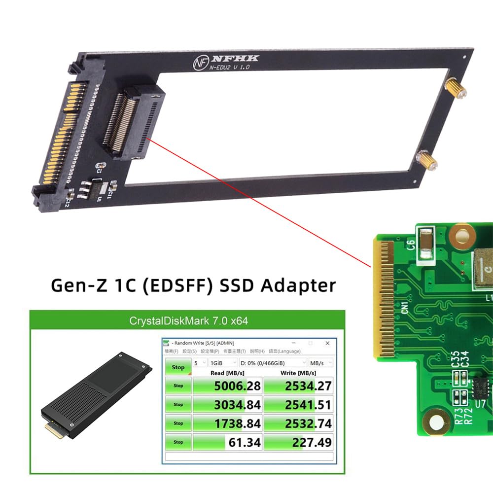Adaptateur U.2 Vers PCI-E Pour SSD E1.S - Compatible PM9A3, PM9D3, P5801X - Avec Dissipateur Thermique