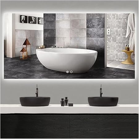 Keonjinn 72 x 36 Inch Backlit LED Mirror Bathroom Vanity Mirror with Lights Large Wall Mounted Acrylic Lighted Bathroom Mirror CRI90 IP54 Anti-Fog Dimmable Makeup Mirror (Horizontal/Vertical)