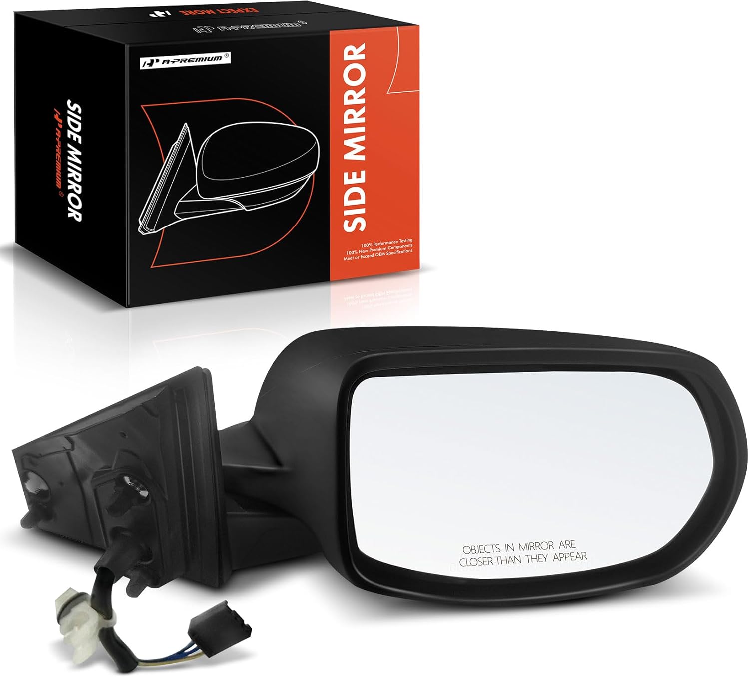 A-Premium Passenger Side Power Door Mirror - Compatible with Honda CR-V 2017-2022 - Non-Heated Manual Folding Black Outside Rear View Mirror