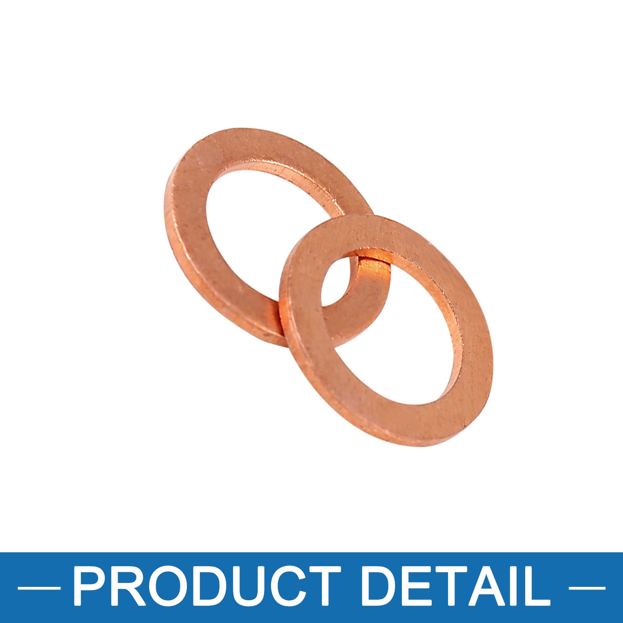 30 PzRondelle Rame Tenuta Olio, M14 Rondella Piatta, Kit Guarnizioni Idrauliche, Anello Di Tenuta, Set Di Rondelle Piatte, Guarnizione Rondelle In Rame Per Tappi Olio Motore Montaggio - Foto 3