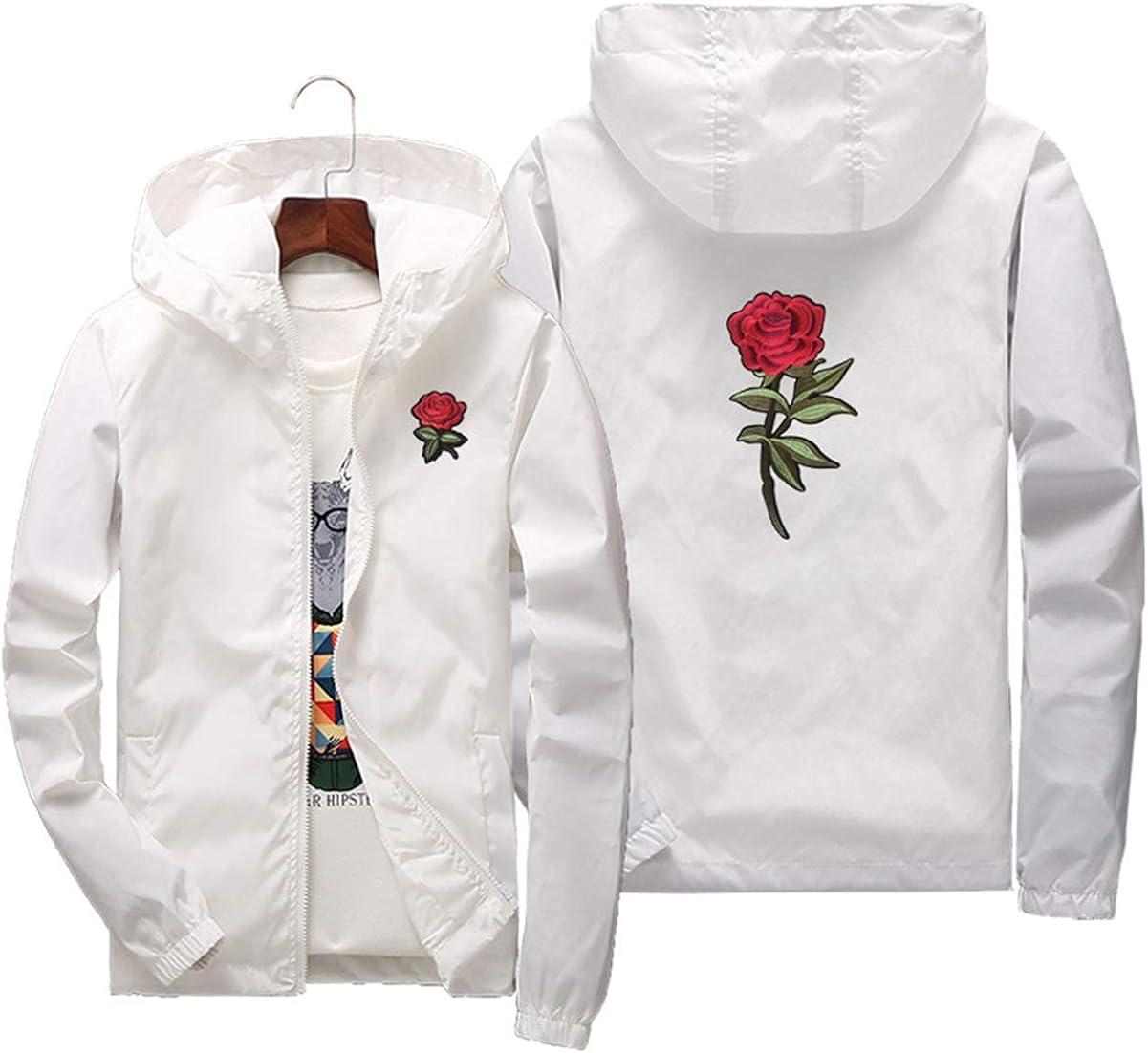 perdontoo Mens Casual Lightweight Drawstring Hooded Windbreaker Jacket at  Men’s Clothing store