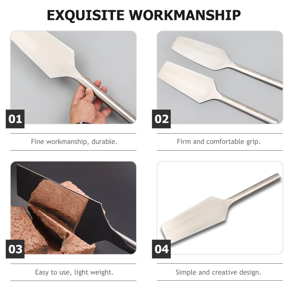 FOMIYES Cazzuola per Finitura e Riparazione in Acciaio Inossidabile per Muratura Attrezzo Edilizia Resistente e Versatile Manico Ergonomico per Lavoro Professionale
