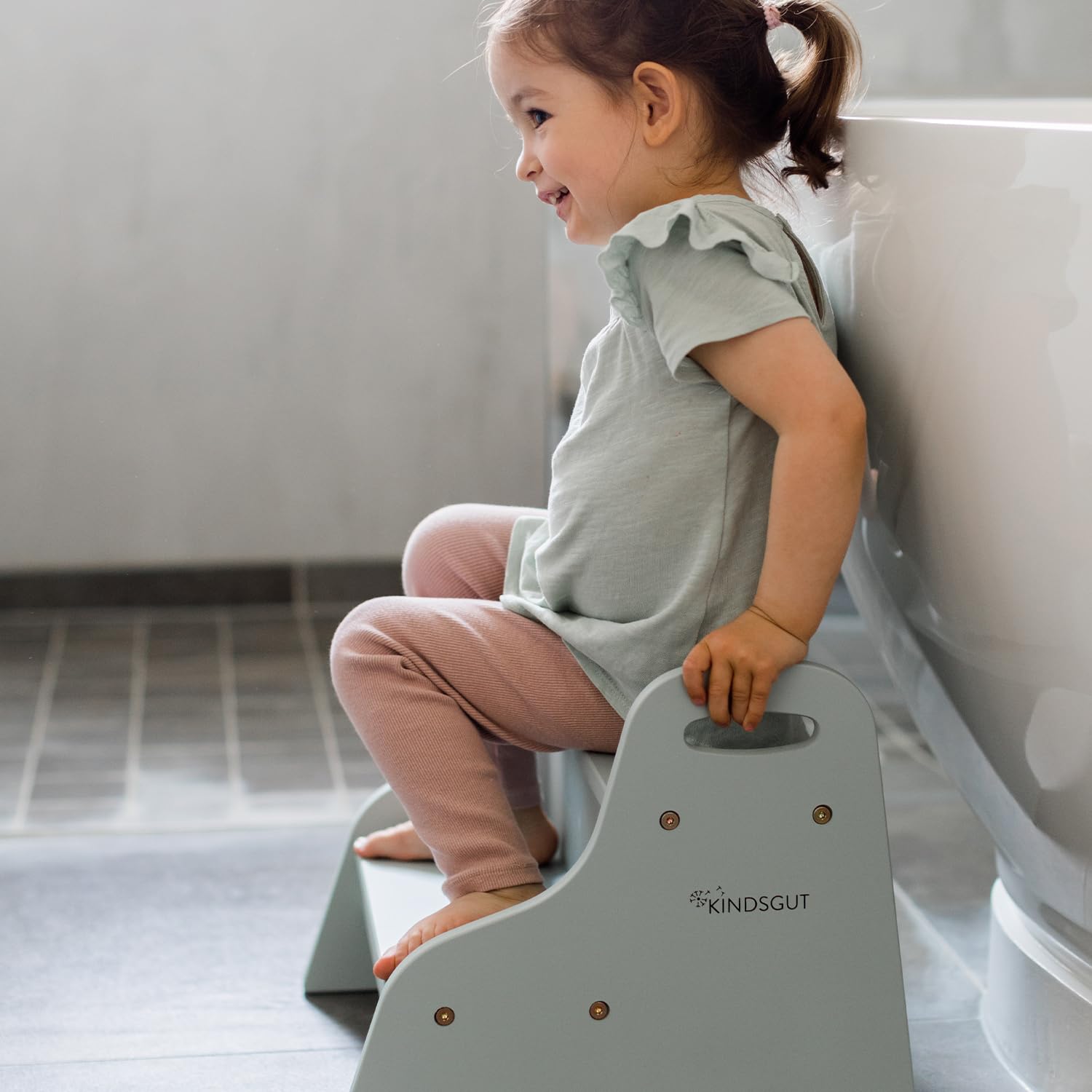 Kindsgut Scaletta in legno sgabello 2 gradini bambini acquamarina