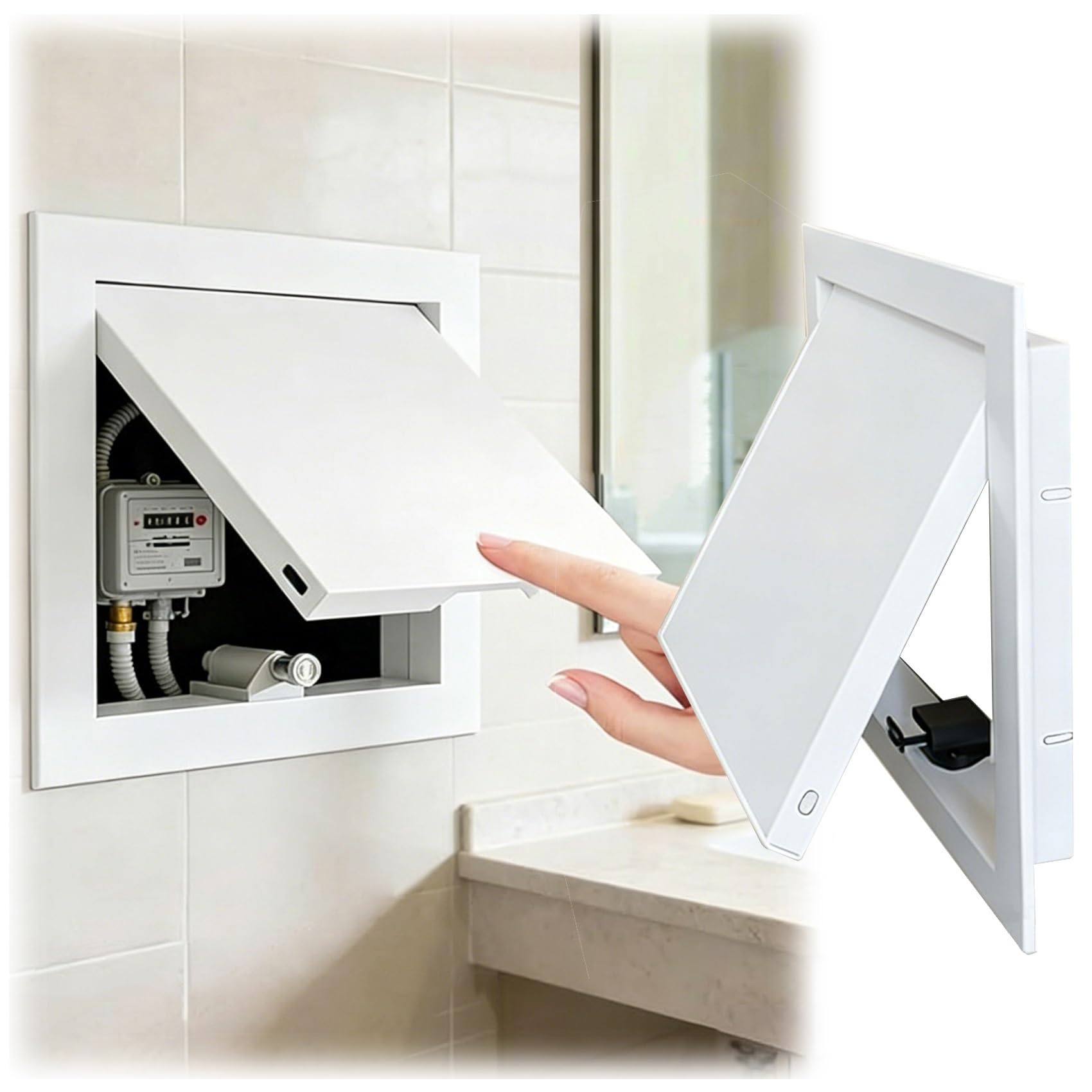 Botola di Accesso al Soffitto Bianca, Piastra per Fori in Cartongesso | Sportello Ispezione Sportello di Accesso Idraulico per Doccia, Idrorepellente, Apertura a Pressione(80x65cm/31x26in)
