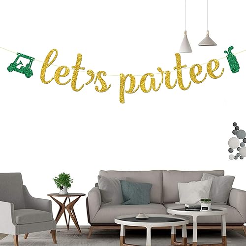 Miniatura 7 de Maicaiffe Cartel Let's Partee  Decoración de fiesta de cumpleaños temática de golf  Feliz jubilación  Decoración de fiesta de cumpleaños deportiva