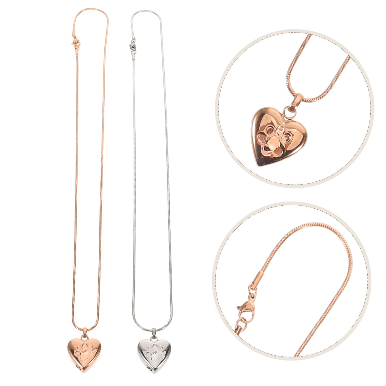 BESPORTBLE 2pezzi Collana Ciondolo per Urna per Animali Domestici in Acciaio Inossidabile Collana Porta Ceneri Forma di Cuore Contenitore per Ricordi di Cane e Gatto