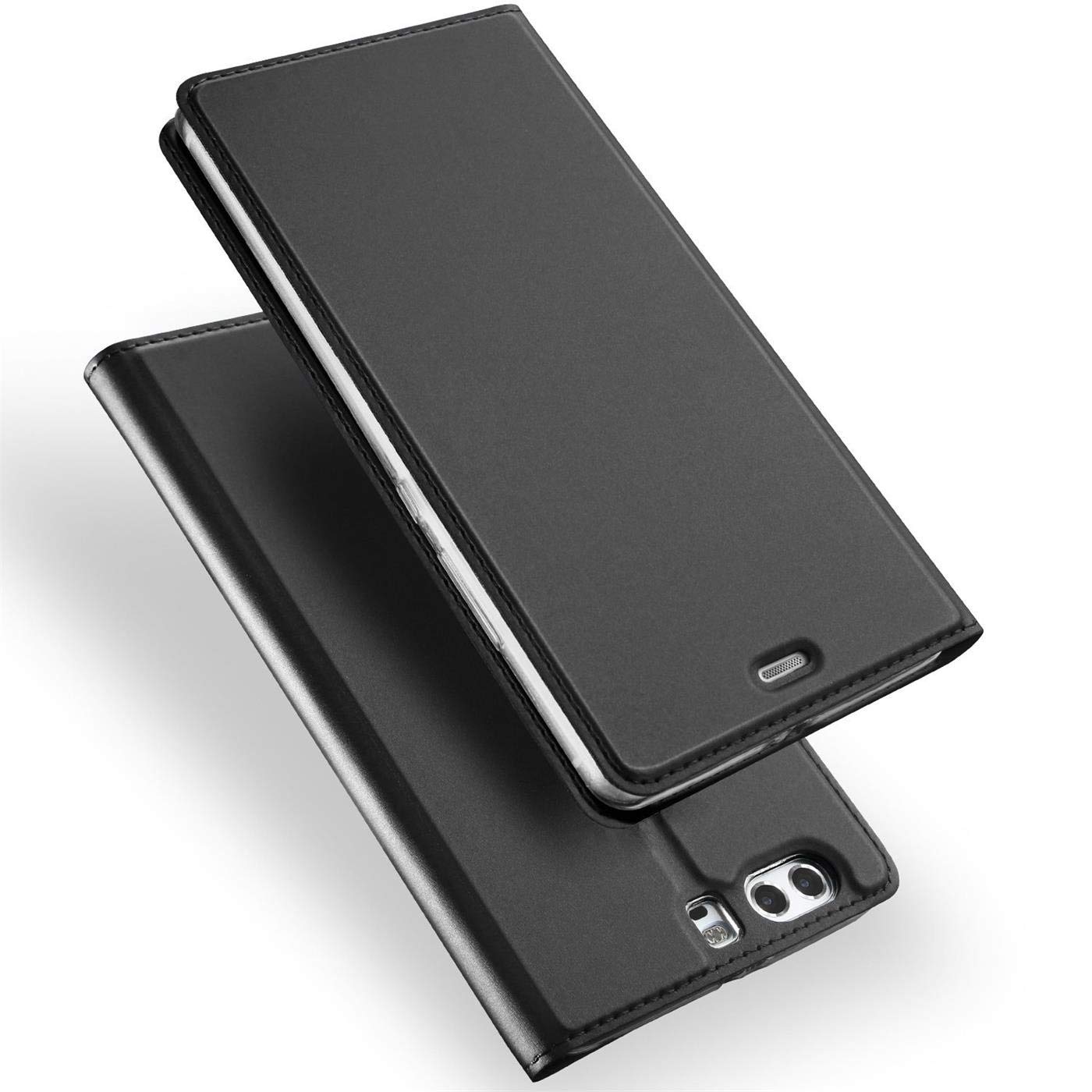 Verco Case compatible with Huawei P10, Flip Wallet Cover with Magnetic Closure for Huawei P10 Phone Case - black