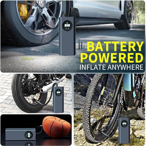 Image of Car Tyre Inflator, Rechargeable Portable Air Compressor, 2X Fast Inflation, Cordless and Accurate Tire Pressure with digital display, 150PSI Auto Shut Off Air Pump for Car, Bike, Cycle, Ball