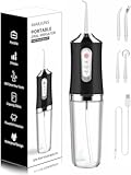 Water-Flosser-Cordless-Teeth-Cleaner Water Dental Flosser with 3 Modes 4 Jets Rechargeable IPX7 Waterproof for Travel Home Braces&lpar;Black&rpar;