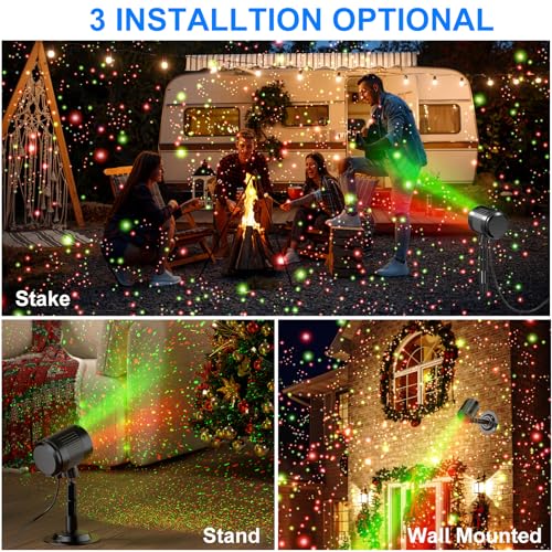 Image of Christmas Laser Projector Light Outdoor: Green Red 2 Color Firefly Laser Lights, IP65 Waterproof Star Projector Lights Show Decor for Garden Yard Holiday Party, Christmas Halloween New Year Gift