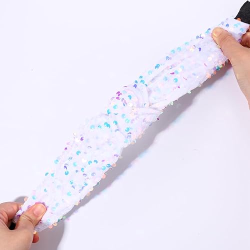 Miniatura 4 de HEIDKRUEGER Diademas de lentejuelas anudadas, banda suave para el cabello, para escenario, cantar, bailar, fiesta, accesorios para el cabello con