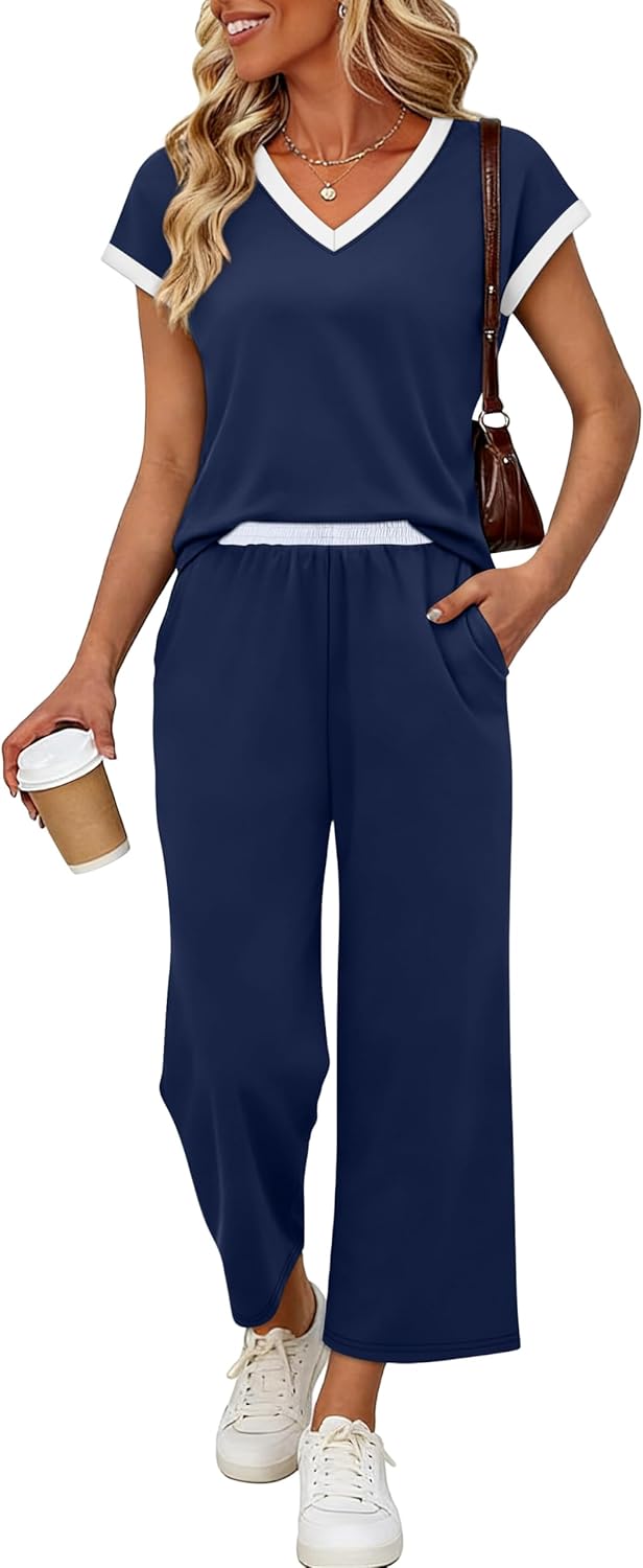 Sampeel Two Piece Sets for Women Lounge Sets Matching Sets Women Clothing Airport Travel Outfits Color Block