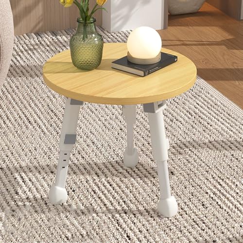 YQWちゃぶ台 折りたたみ 丸 小さい ちゃぶ台 円卓 テーブル 高さ調節可能、丸い角、折りたたみ式サイドテーブル丸みを帯びた角 リビングテーブル ホームローテーブル 小さい リビングテーブル 自宅学習 (クルミ色,40*40CM)