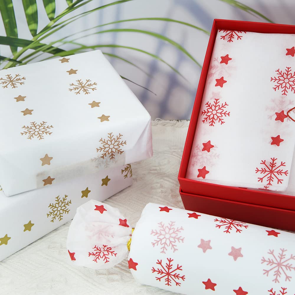 Plum Designs Carta Velina Natalizia 100 Fogli: Fiocchi Di Neve Metallizzati, 50x50 Cm Per Regali