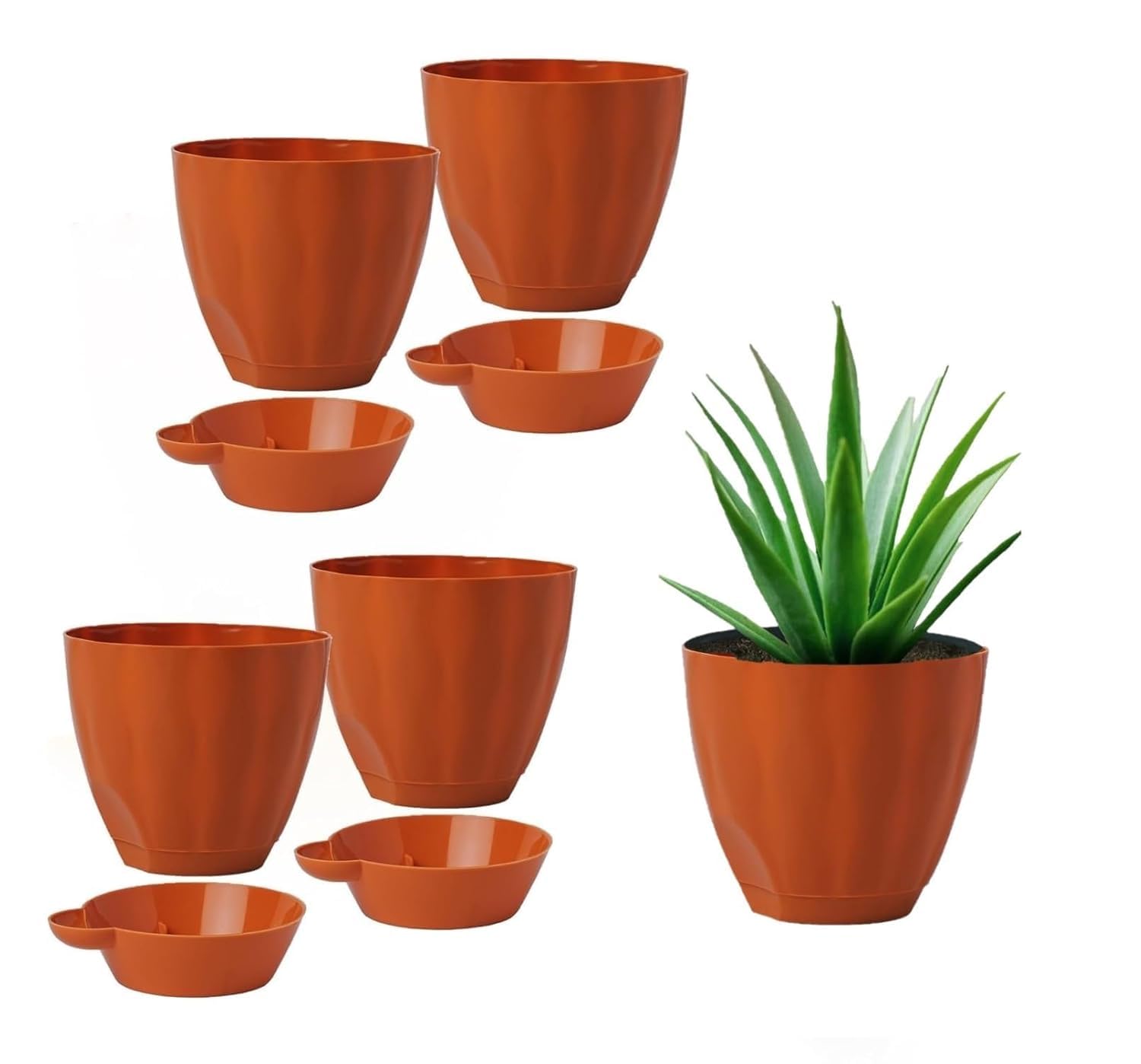 ALWAFLI Flower Pots with Tray for Home Indoor & Outdoor | Pots for Plants | Gamla for Terrace, Garden | Pack of 05 | Gardening Plants for Balcony Office House (Brown- Pack of 5) (B0DFH8YNJR) Amazon Price History, Amazon Price Tracker