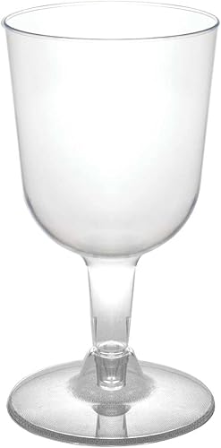 Party Essentials Copas de vino desechables de plástico duro de dos piezas, 100 unidades, 5.5 onzas, transparente disponible en Yaxa Peru
