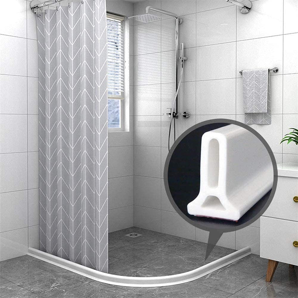 Bad Wasserbarriere Silikonstreifen Duschwanddichtung, Flexibler Silikon-duschkabinen dichtungen, Bad Wassersperre Für Nass- Und Trockentrennung (200cm,schwarz)
