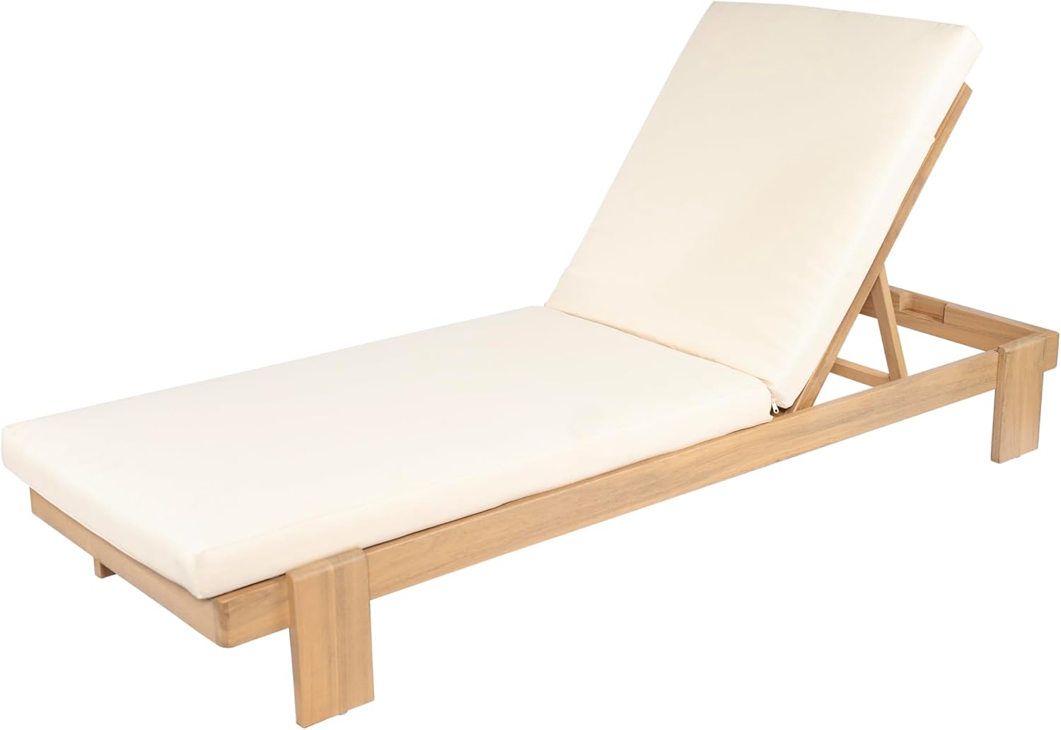 Christopher Knight Home Duska Acacia Wood Chaise Lounge Chair Set of 2, Patio Outdoor Chaise Lounge with Cushions, Adjustable Backrest Single Lounge Sofa, Garden Poolside Backyard Seating, Teak+Beige