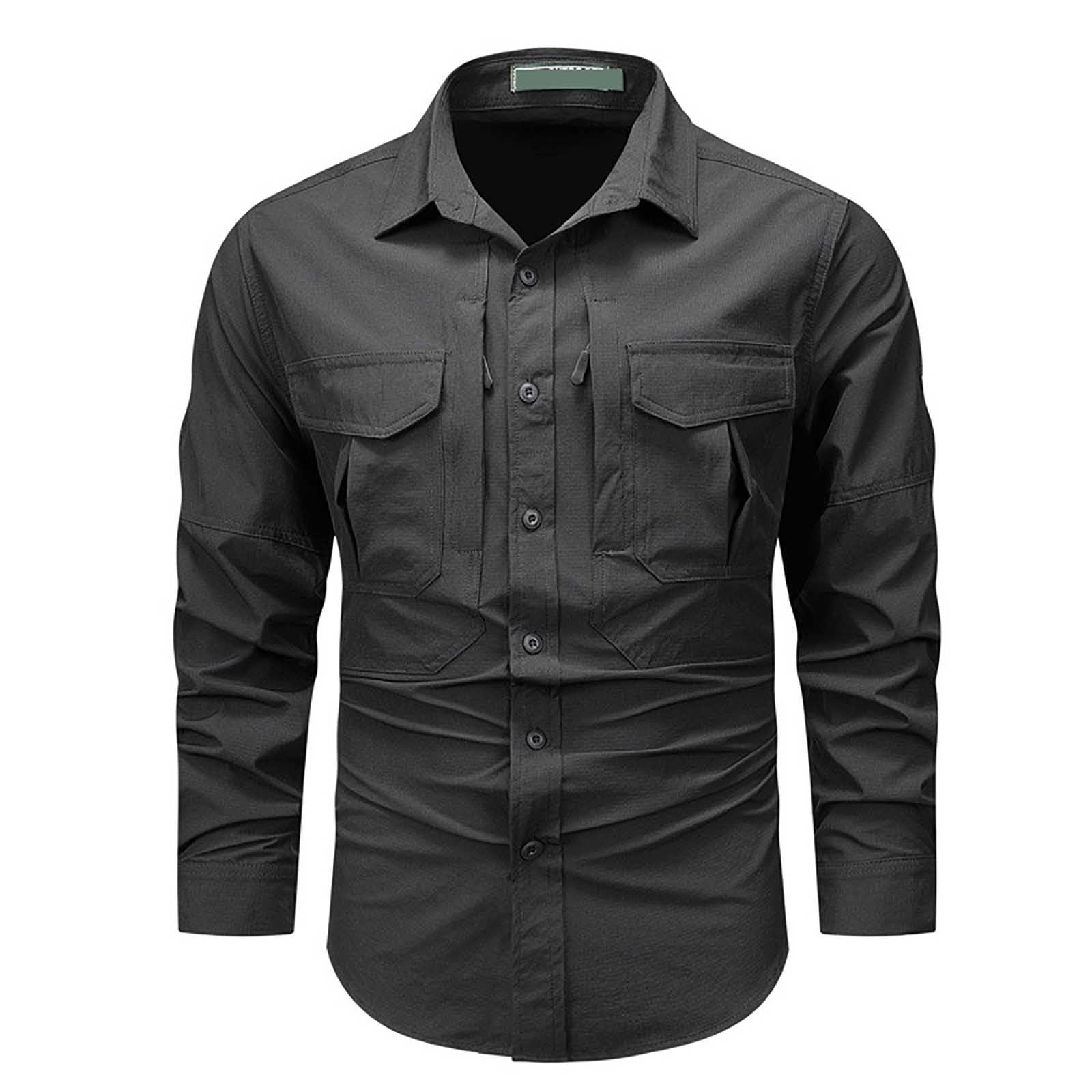 Sobrecamisa de hombre casual sin capucha en color liso con bolsillos para otoño 3