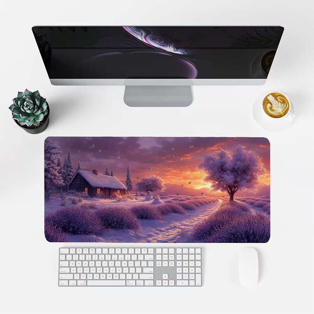 Tappetino Scrivania viola, Tappetino Gaming 1000x500x3mm Mouse Pad Vista, Antiscivolo Tappeto Mouse, Accessori Gaming, Ufficio Accessori, Migliora la Precisione e la Velocità, per Ufficio e Casa f-479