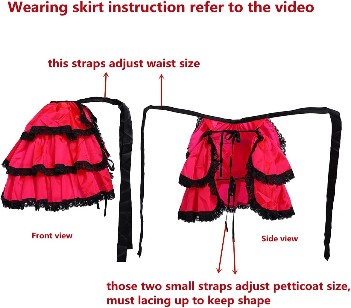 COSDREAMER Women Victorian Petticoat Gothic Steampunk Ruffles Corset Crop Hoop Skirt - Image 3