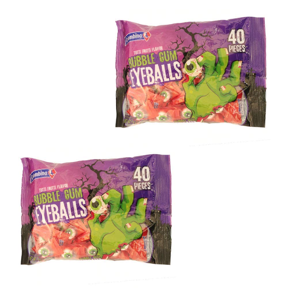 Amazon.com : Columbina Scary Eyeballs Bubble Gum, 40-ct. Bags ( 2 pack ) :  Grocery & Gourmet Food