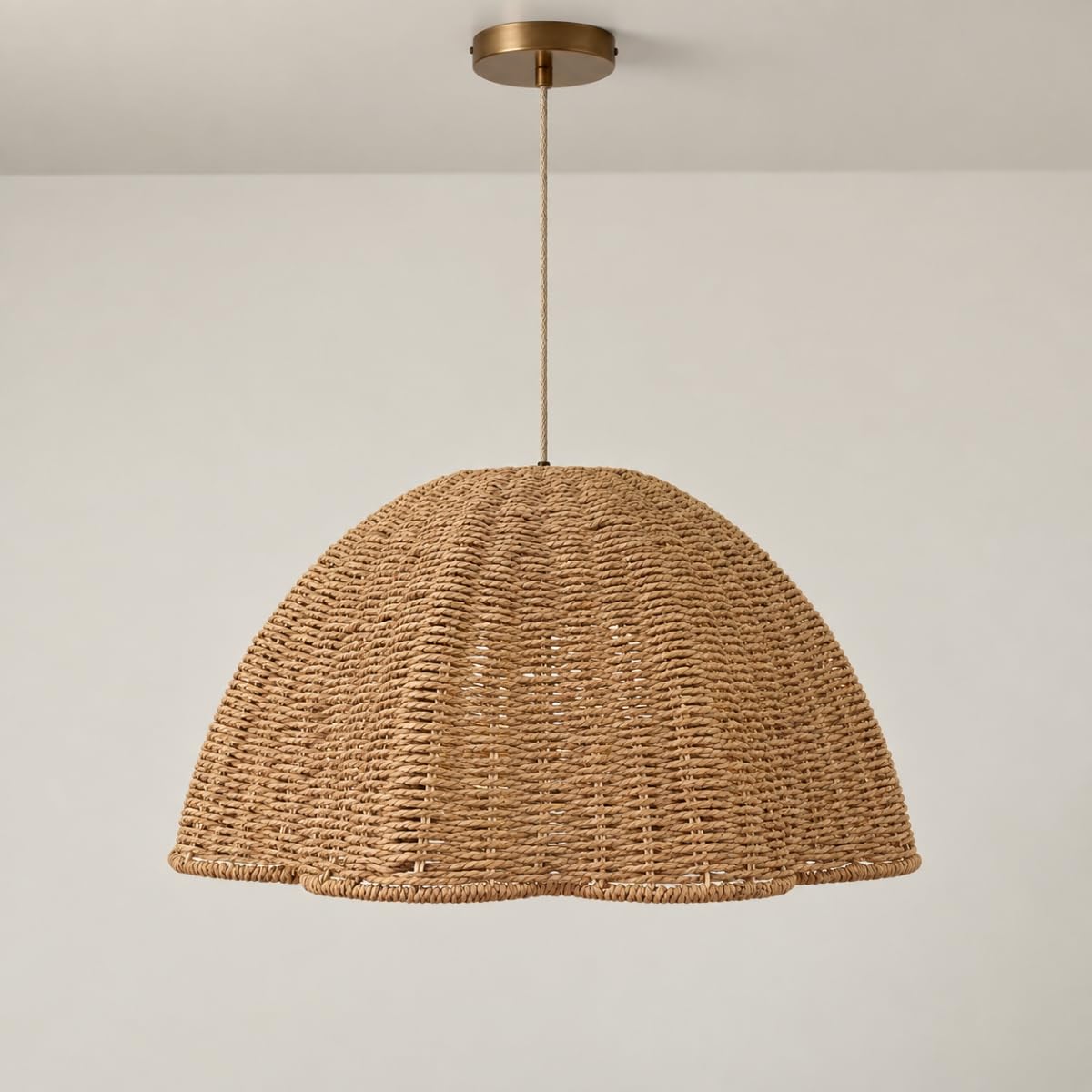 CGC Lighting Indoor Ceiling lamp Shade Scallop Dome Rattan 50cm Easy fit Non Electrical (Rattan Scallop Dome)