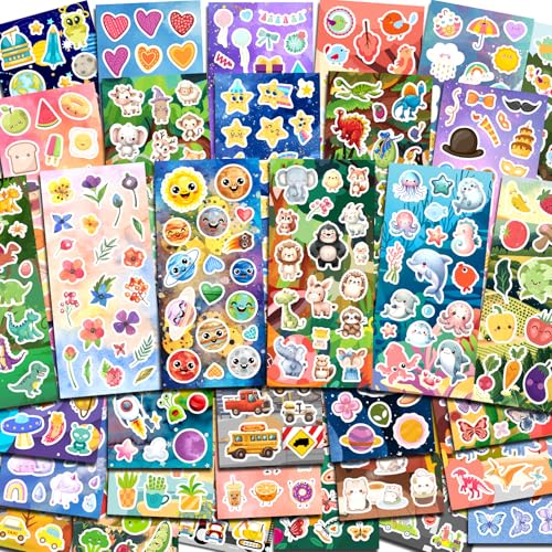 800 Stickers for Kids Cute Stickers for Kids Classroom Including Dinosaur Animal Fruits Ocean Space Cats and More Scrapbooking for Toddlers 2-4 Years