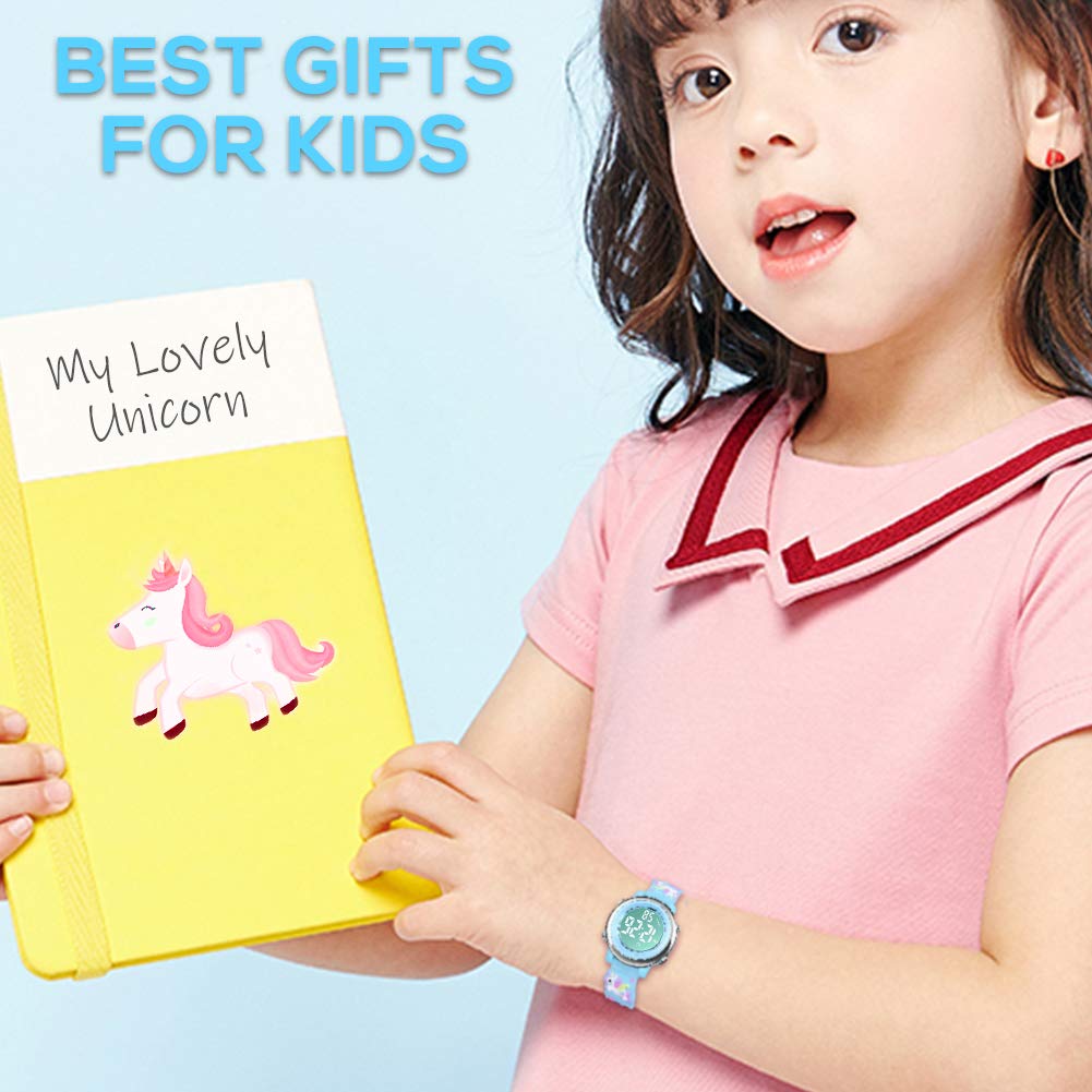 Reloj Digital para Niños Niña, Luz Intermitente LED de 7 Colores Reloj de Pulsera Niña Multifunción, para Niños de 3 a 12 años