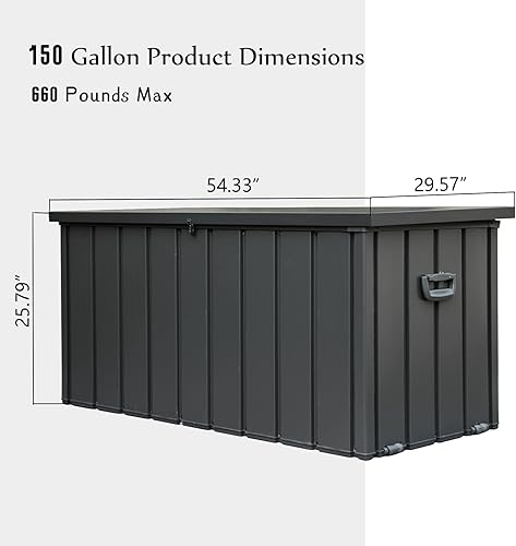 Miniatura 6 de Domi - Caja de almacenamiento para exteriores de 150 galones, impermeable, gran contenedor de almacenamiento para cojines exteriores, almohadas,