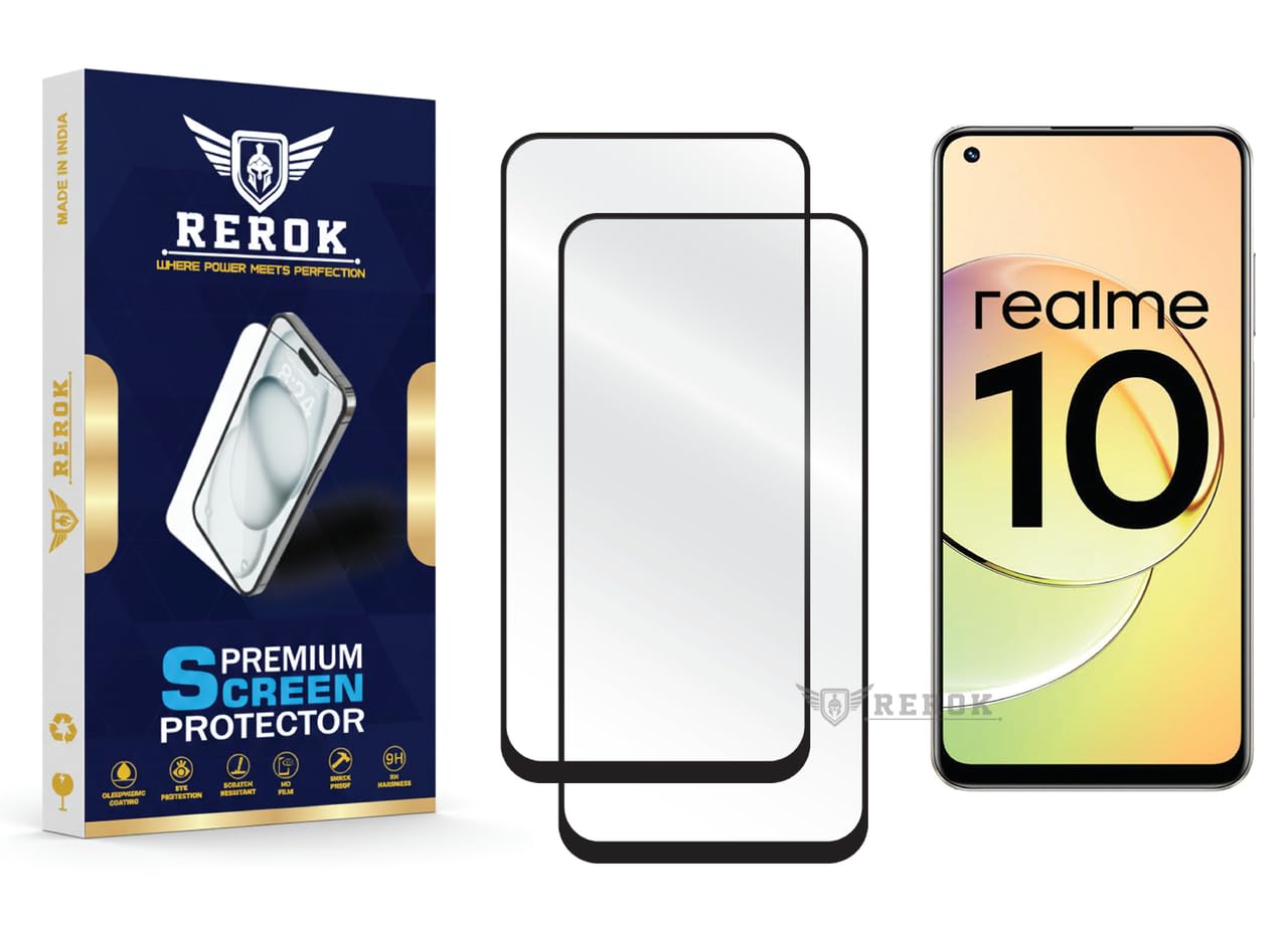 gorilla tempered glass screen protector compatible with realme 10 [pack of 2] | edge-to-edge, bubble-free, case friendly, easy installation kit