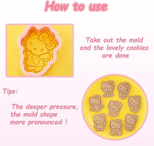 Miniatura 6 de 8 mini cortadores de galletas de dibujos animados, sellos de galletas de jengibre con diseño elevado en 3D, moldes de galletas con forma de gato,