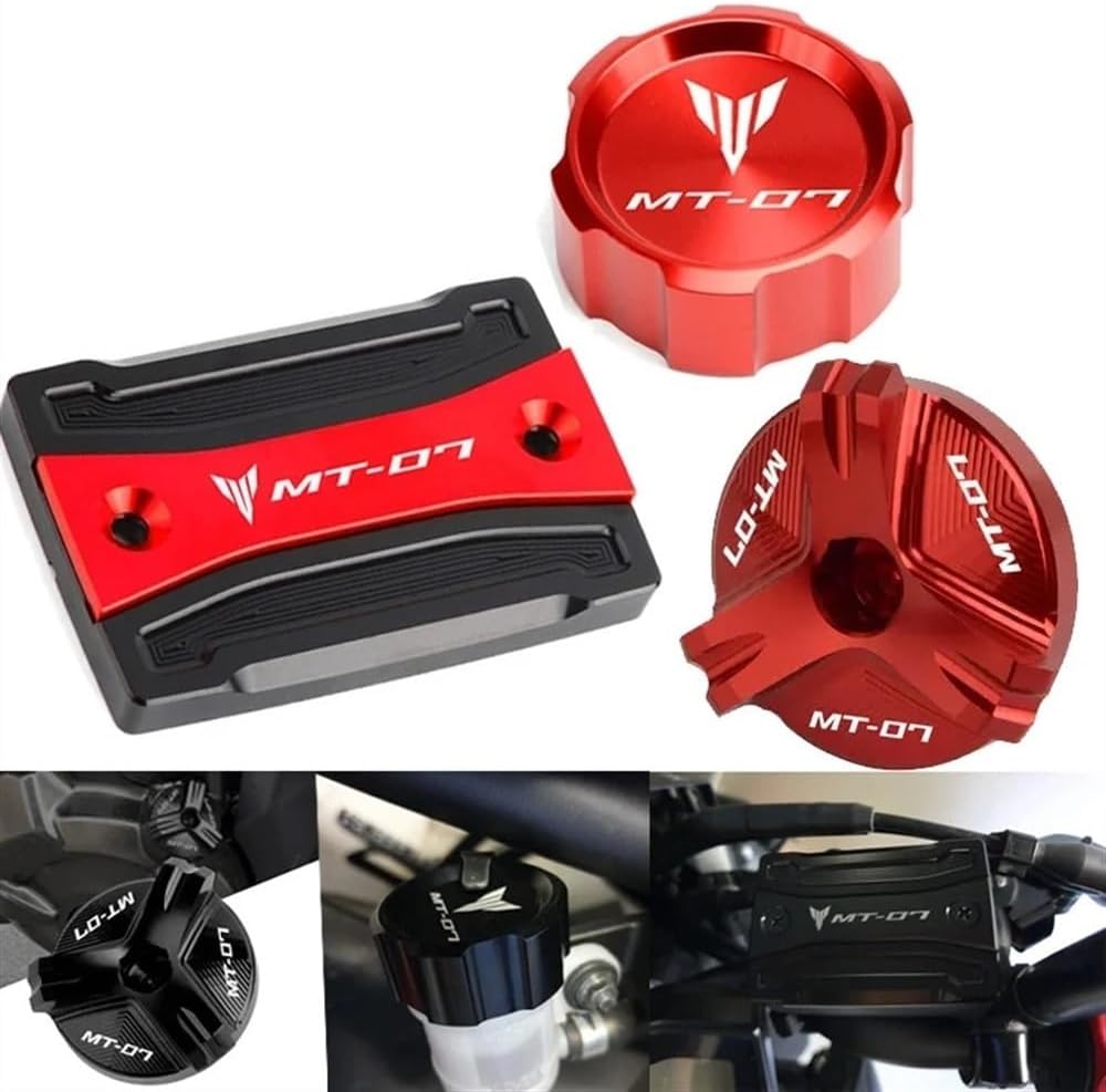 Motorcycle Oil Filler Caps, Motorcycle CNC Front+ Rear brake Fluid Reservoir Cover Cap For MT-07 MT 07 FZ07 2015-2021 2019 2018