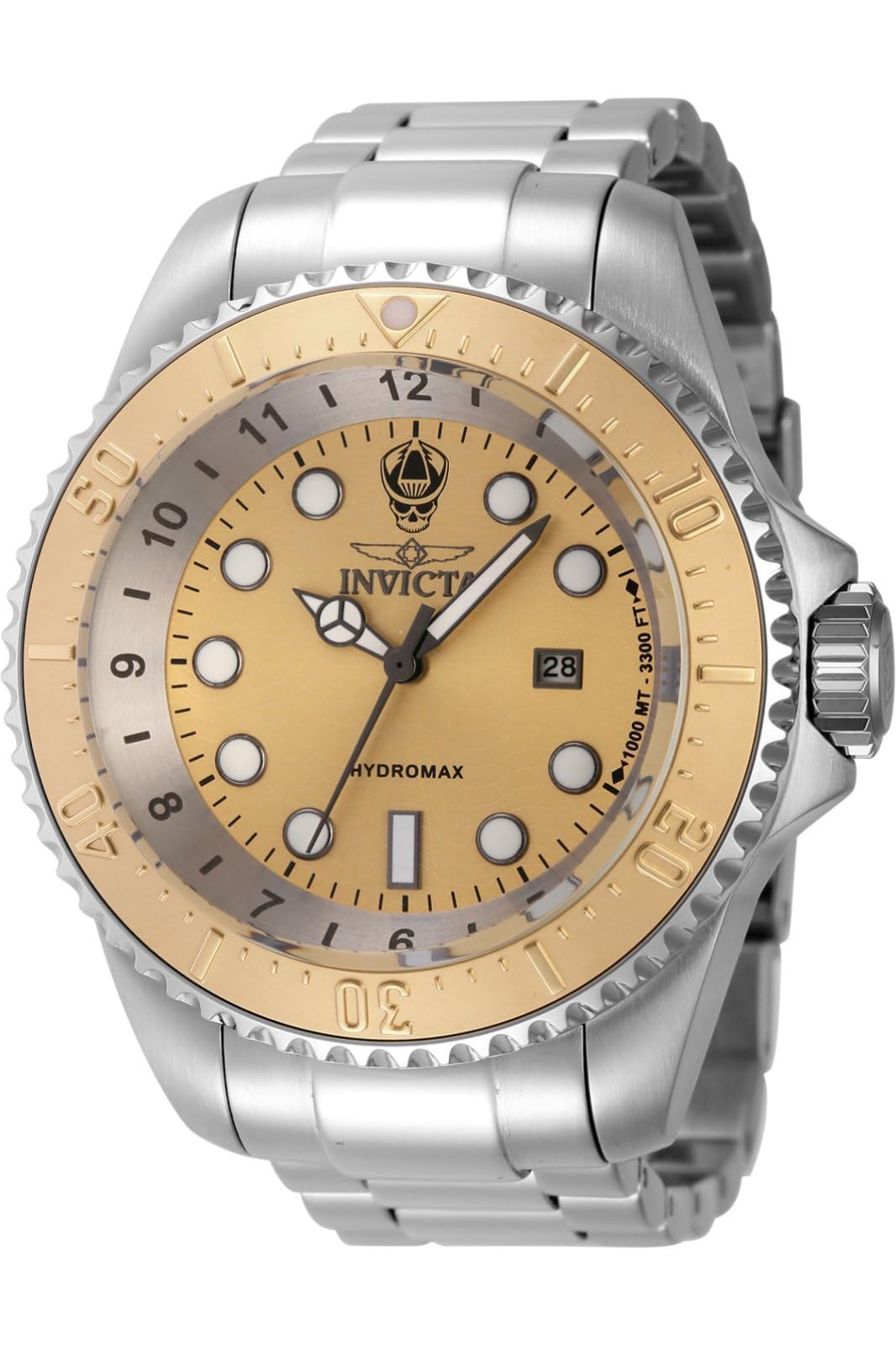 Invicta Hydromax 44746 Men's Watch Waterproof Analogue Quartz  Movement Stainless Steel with Gold dial 52mm