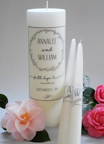 Laurel Wreath Wedding Unity Candles - Large