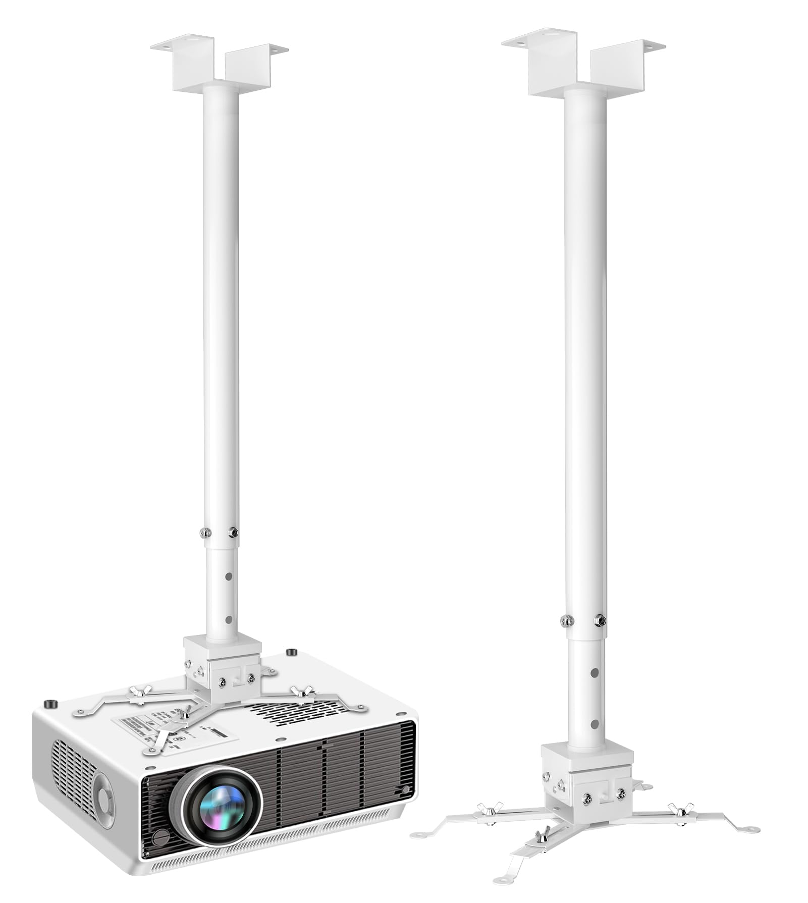 Upgraded Universal Projector Ceiling Mount Strong Extending Drop Ceiling Projector Mount 31-59” Height Adjustable Projector Mount Mounting Bracket for Almost All Home and Office Projectors White