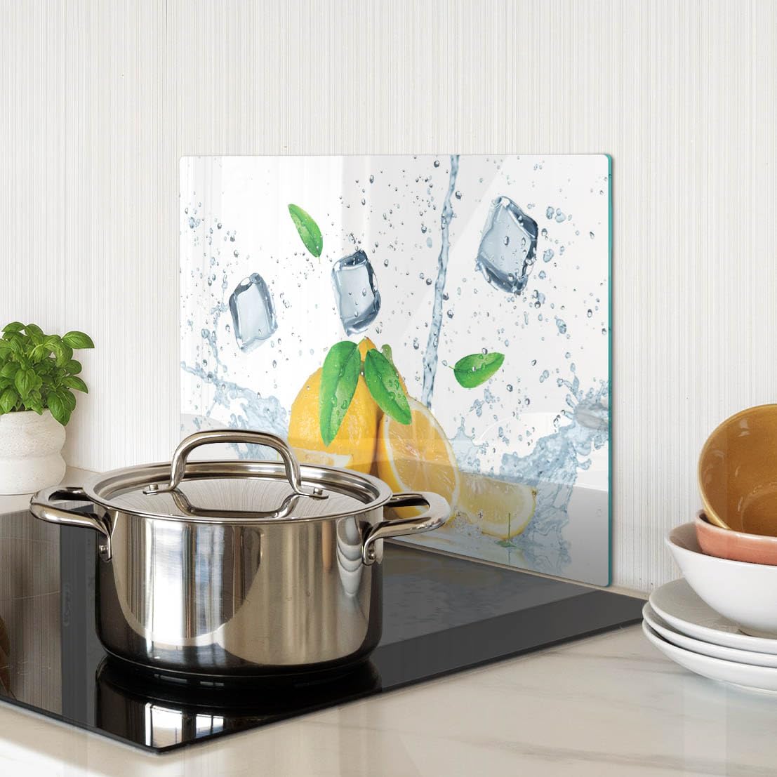 Tagliere in vetro temperato 40x30 cm Cubetti di ghiaccio al limone