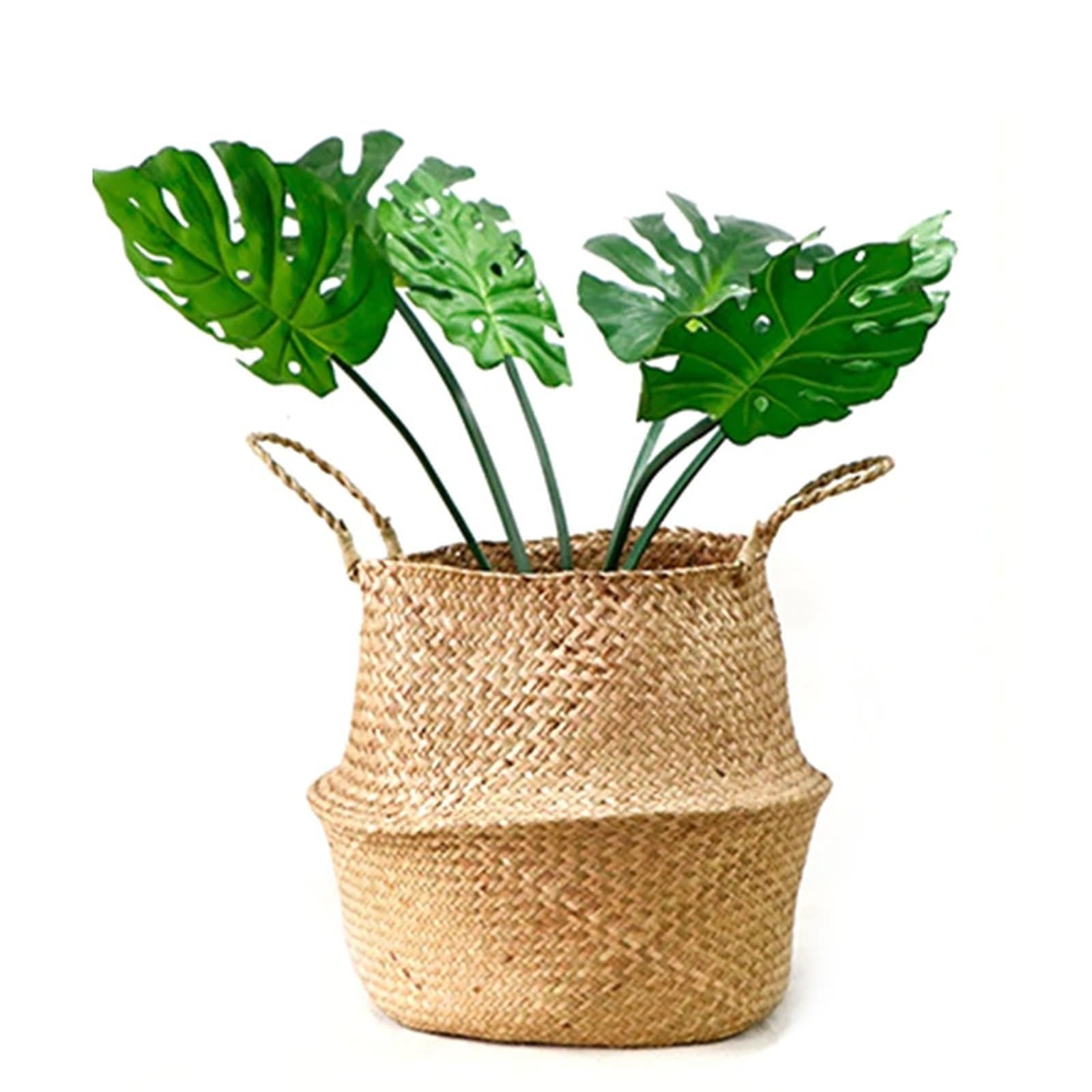 Cache-pot en rotin et jonc de mer tressé - Panier de rangement taille S