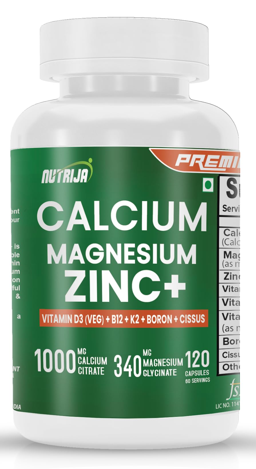 NutriJa Calcium Magnesium Zinc with Vitamin D3, Boron, K2 & B12 | Complete Bone Health & Joint Support Supplement for Men & Women (120 Capsules) (B0BPQP2PBK) Amazon Price History, Amazon Price Tracker