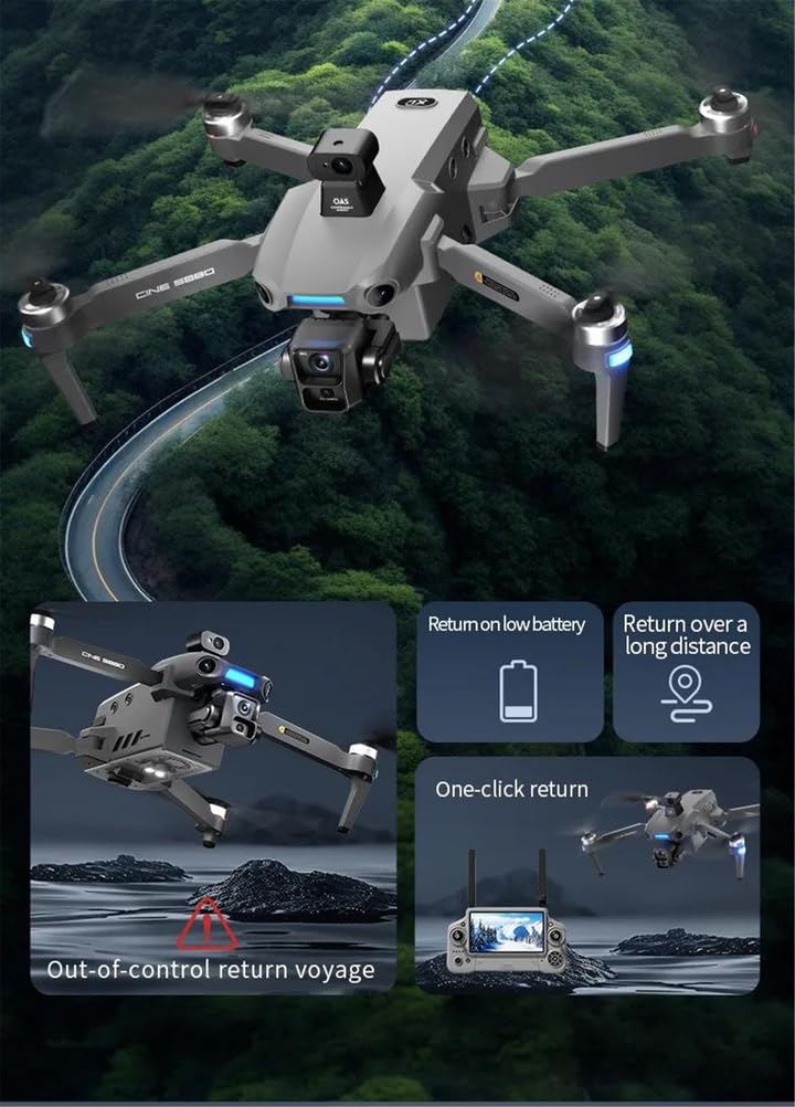 Triple Battery,Drone Professionale s880 p7 Max con Controllo su Grande Schermo, Trasmissione di Immagini a Lunga Distanza di 12 chilometri, Gimbal a 3 Assi