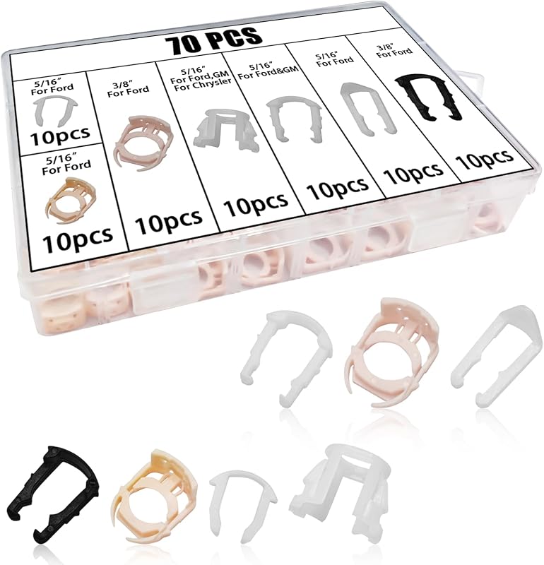 Clips de retenção da linha de combustível HHZL em nylon, 0,95 cm e 0,79 cm – Kit com 70 unidades