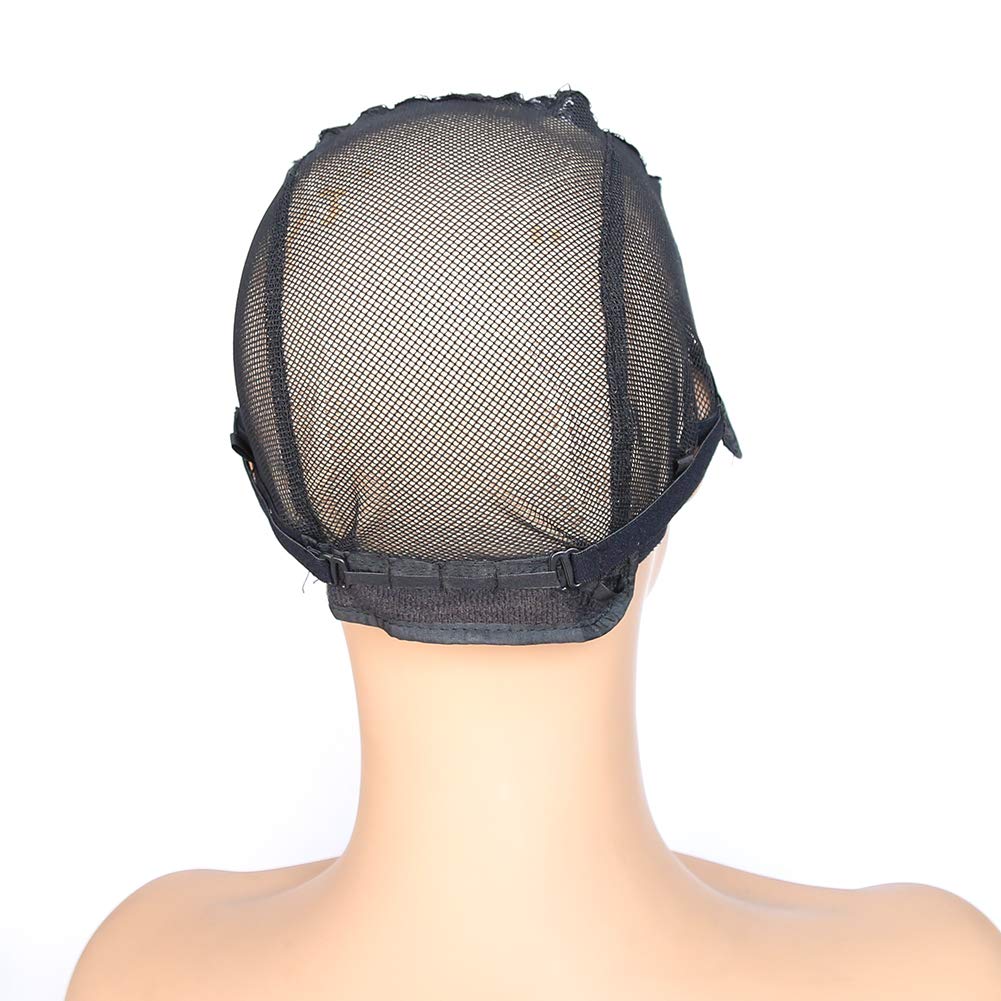 BTWTRY Deep Part Stretch 2x6inch U Part Wig Cap with Lace Middle Part Jewish Wig Caps for Making Wigs Adjustable Weft Wig Cap 1pc Black Color Mesh Weaving Wig Cap (1 Pc, 0034)