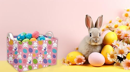 Miniatura 4 de Essme Paquete de 3 cestas de Pascua rectangulares, organizador de almacenamiento para niños con asas para decoración de Pascua, canasta de estantes,
